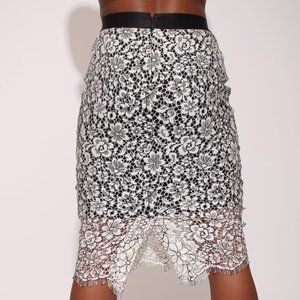 Express Black and White Lace Skirt